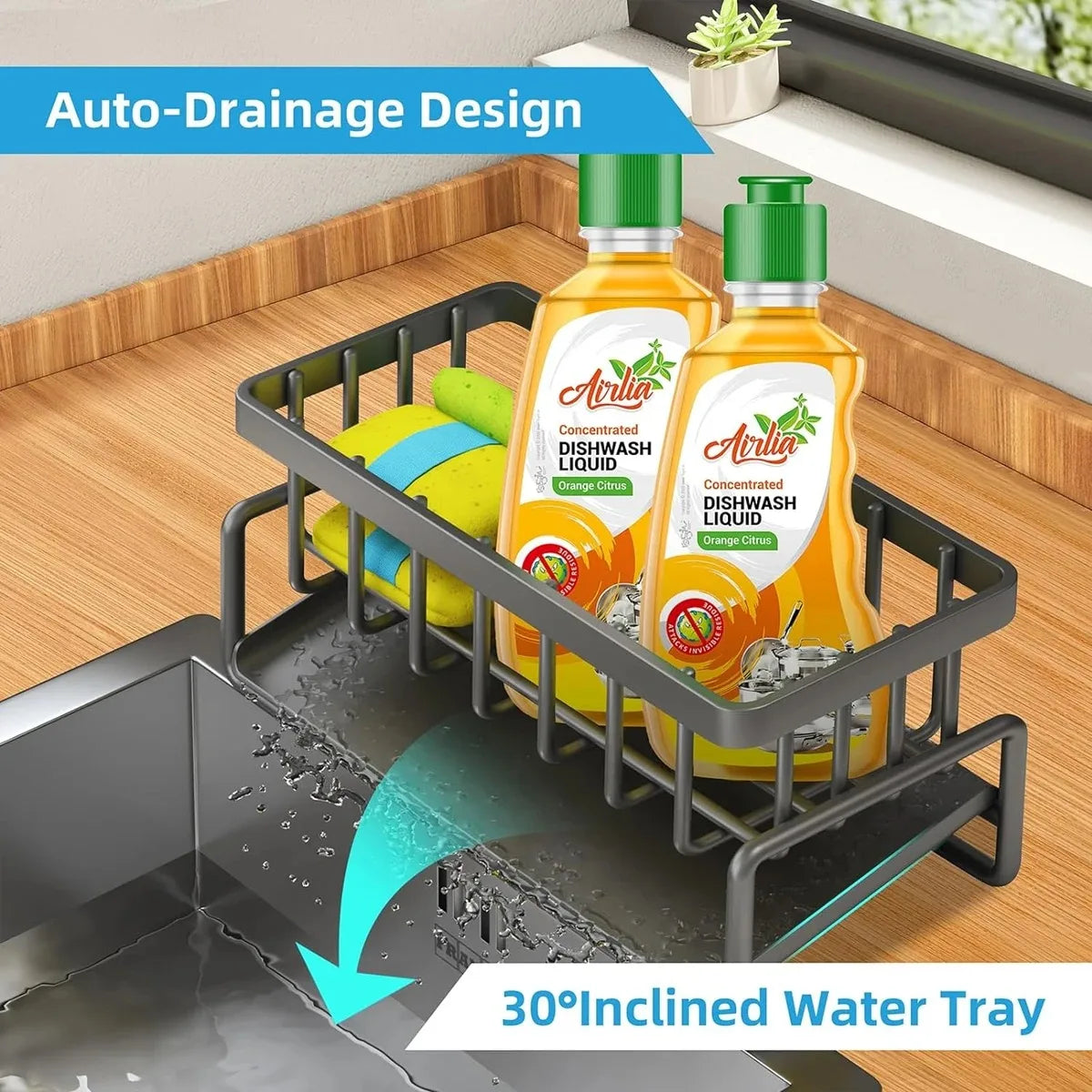 Kitchen Sink Organizer Rack – Multi-Purpose Sponge & Soap Holder