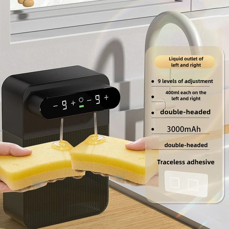 Dual Automatic Foam Soap Dispenser – USB Rechargeable Touchless Wall-Mounted 400ml + 400ml
