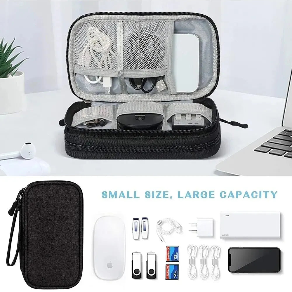 Travel Cable Organizer Bag – Waterproof Double Layer Electronics Storage Case