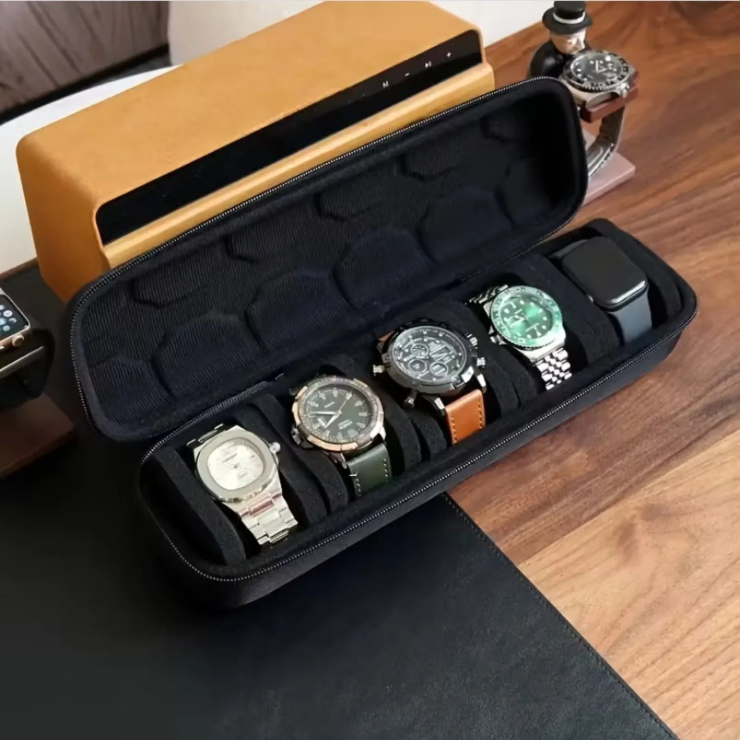 5-Slot Travel Watch Case – Hard Shell Watch Organizer