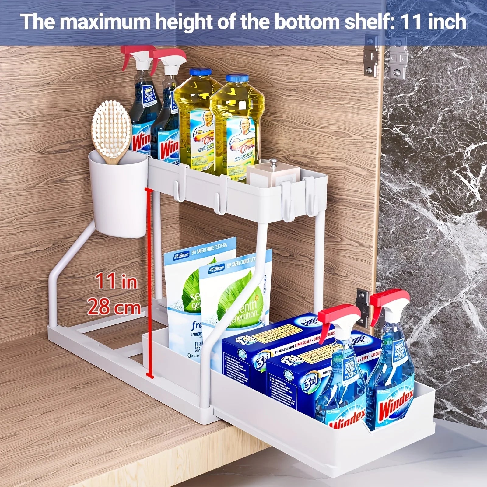 2-Tier Pull-Out Under Sink Organizer – Space Saving Storage Drawer