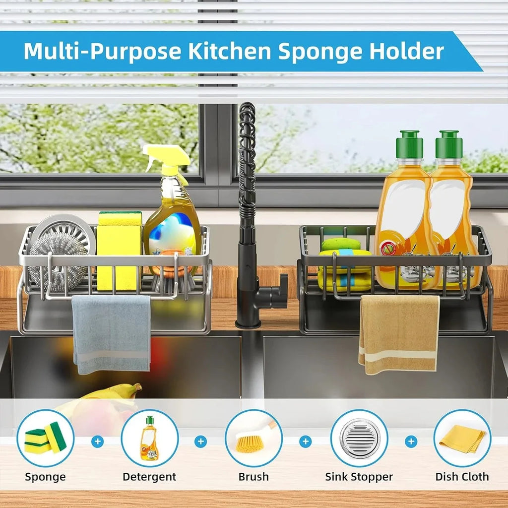 Kitchen Sink Organizer Rack – Multi-Purpose Sponge & Soap Holder