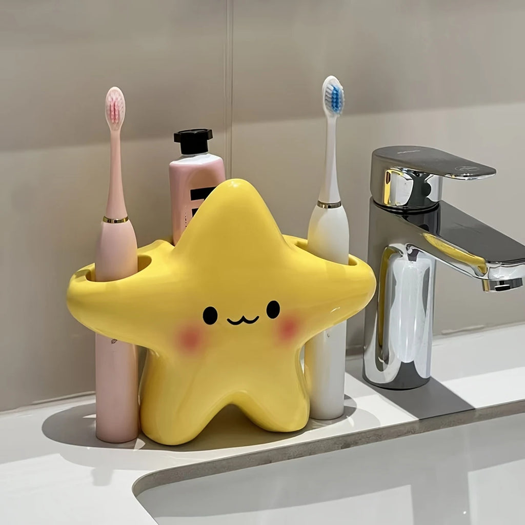 Cute Star Toothbrush Holder – Bathroom Organizer for Toothbrush & Toothpaste