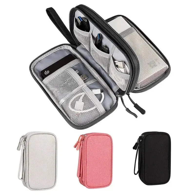 Travel Cable Organizer Bag – Waterproof Double Layer Electronics Storage Case