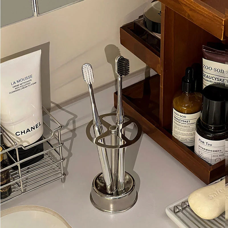 Stainless Steel Toothbrush Holder – 6 Slot Bathroom Organizer