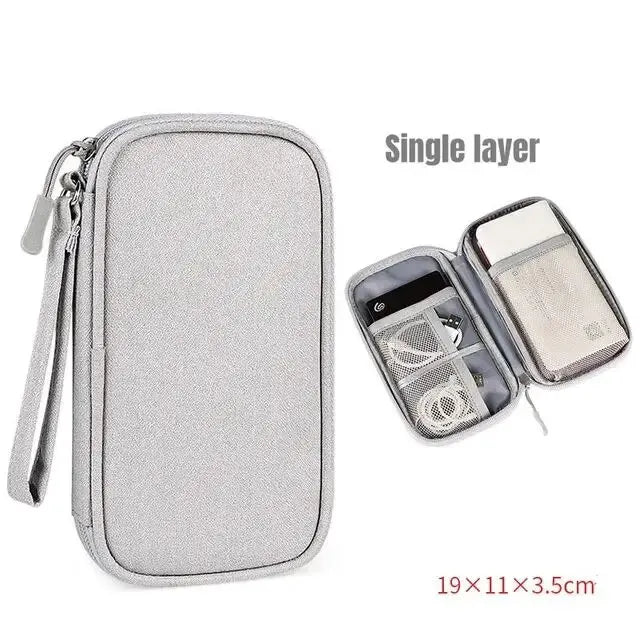 Travel Cable Organizer Bag – Waterproof Double Layer Electronics Storage Case