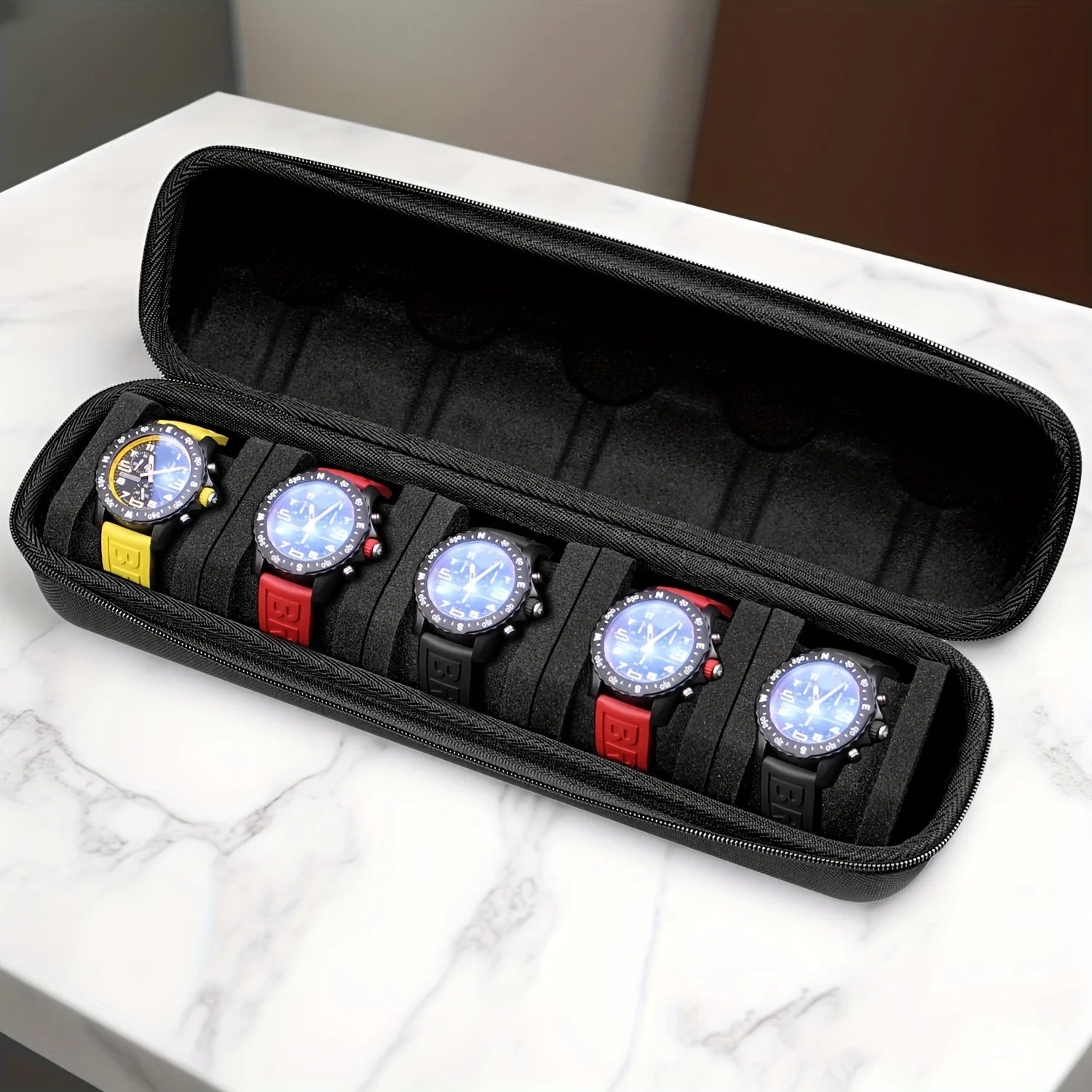 5-Slot Travel Watch Case – Hard Shell Watch Organizer