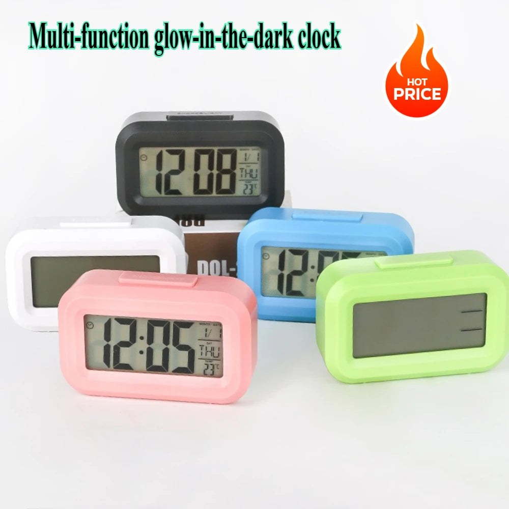 Digital LED Alarm Clock – Snooze, Calendar & Temperature Display
