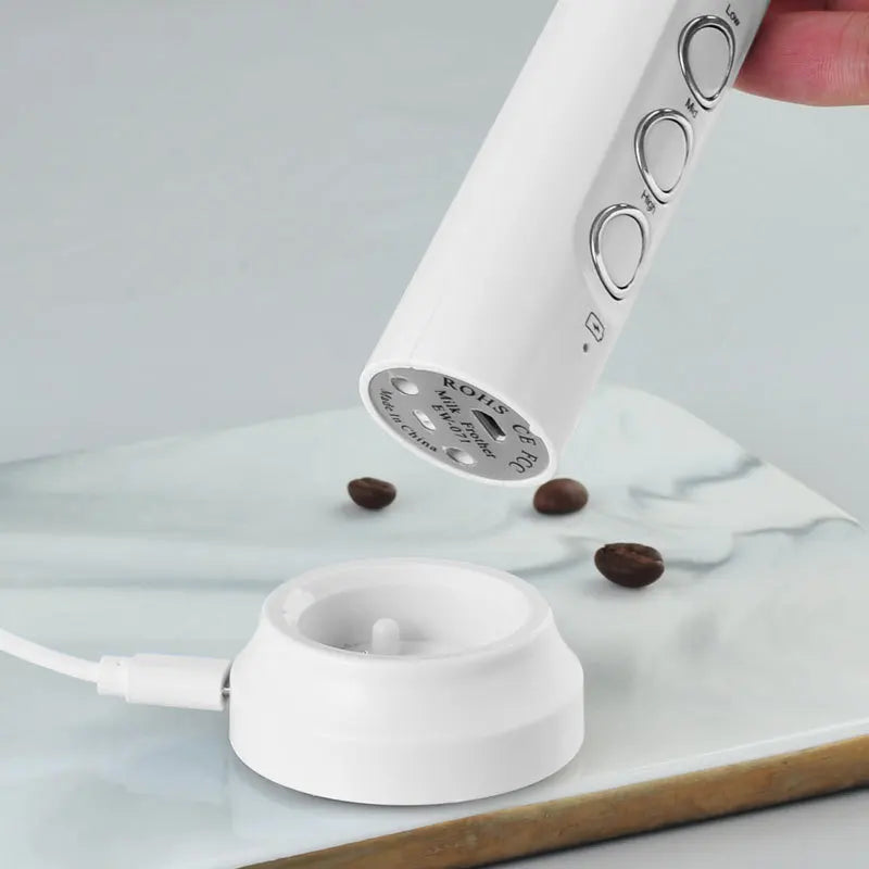 3-in-1 Rechargeable Electric Milk Frother – Handheld Coffee Mixer