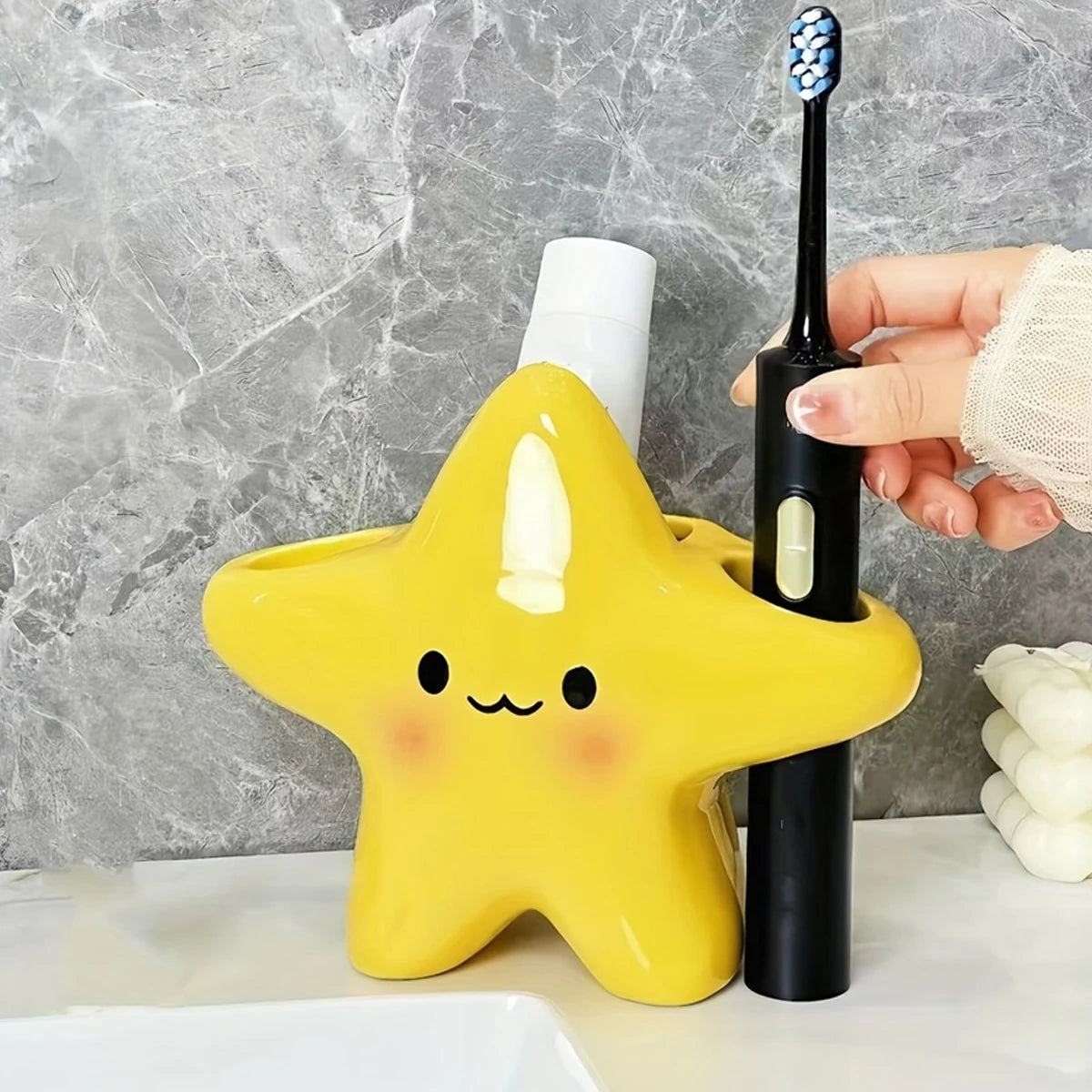 Cute Star Toothbrush Holder – Bathroom Organizer for Toothbrush & Toothpaste