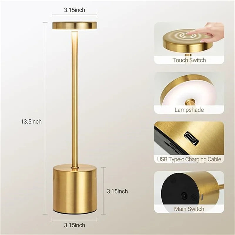 Rechargeable LED Touch Table Lamp – Portable Bedside Night Light