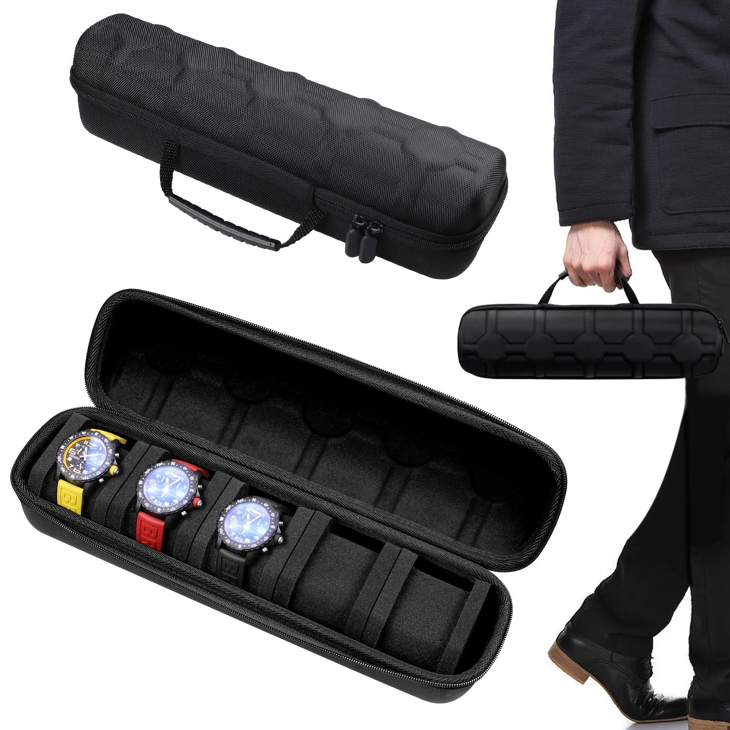 5-Slot Travel Watch Case – Hard Shell Watch Organizer