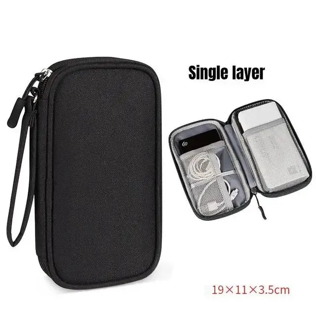 Travel Cable Organizer Bag – Waterproof Double Layer Electronics Storage Case
