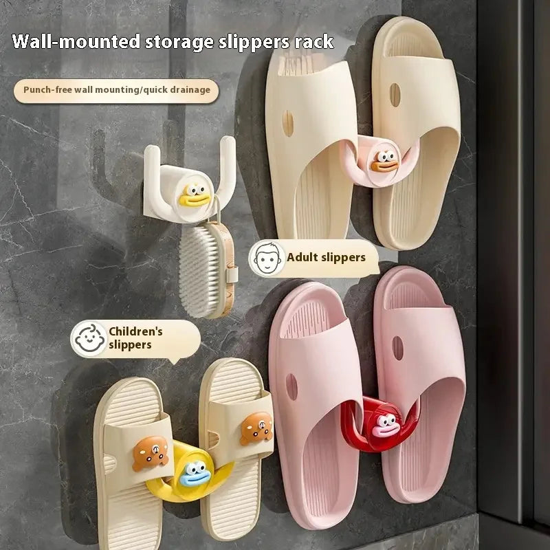 Cartoon Bathroom Slipper Holder – Wall Mounted Drainage Hook