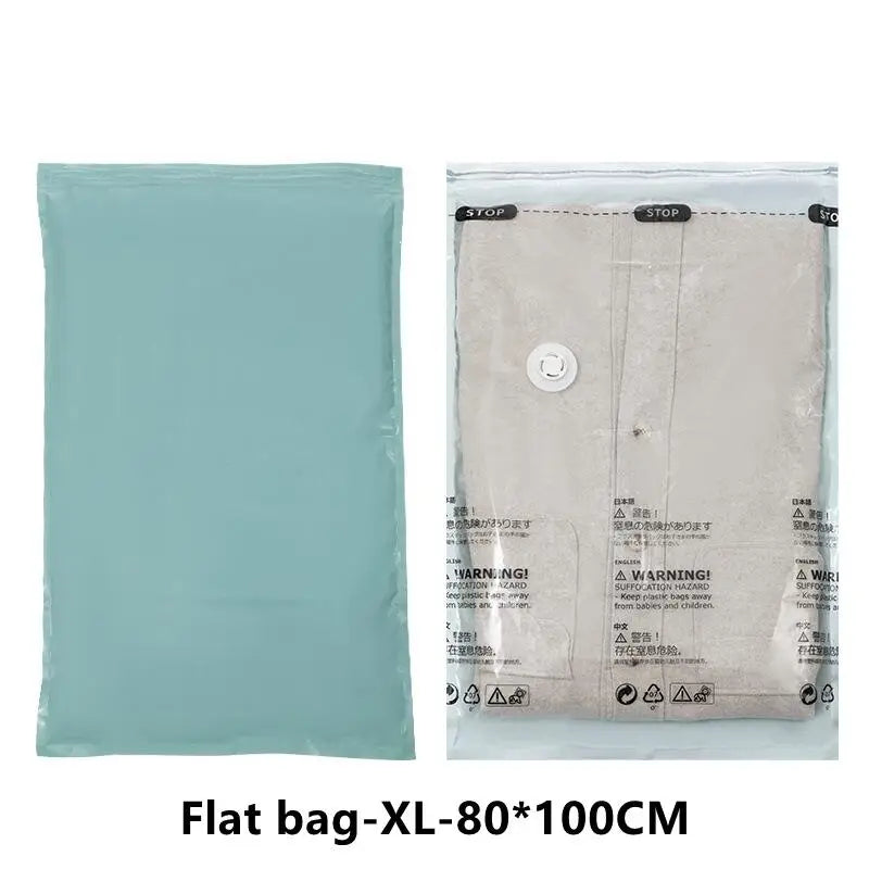 Vacuum Storage Bags – Space Saving Compression Bags for Clothes & Bedding (No Pump Needed)