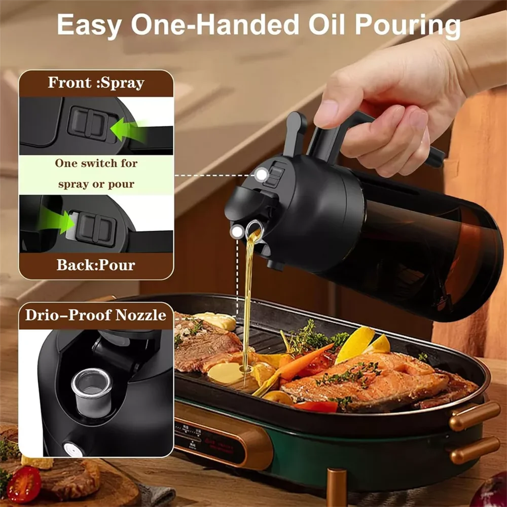 2-in-1 Glass Oil Sprayer & Dispenser – 470ml Kitchen Oil Bottle