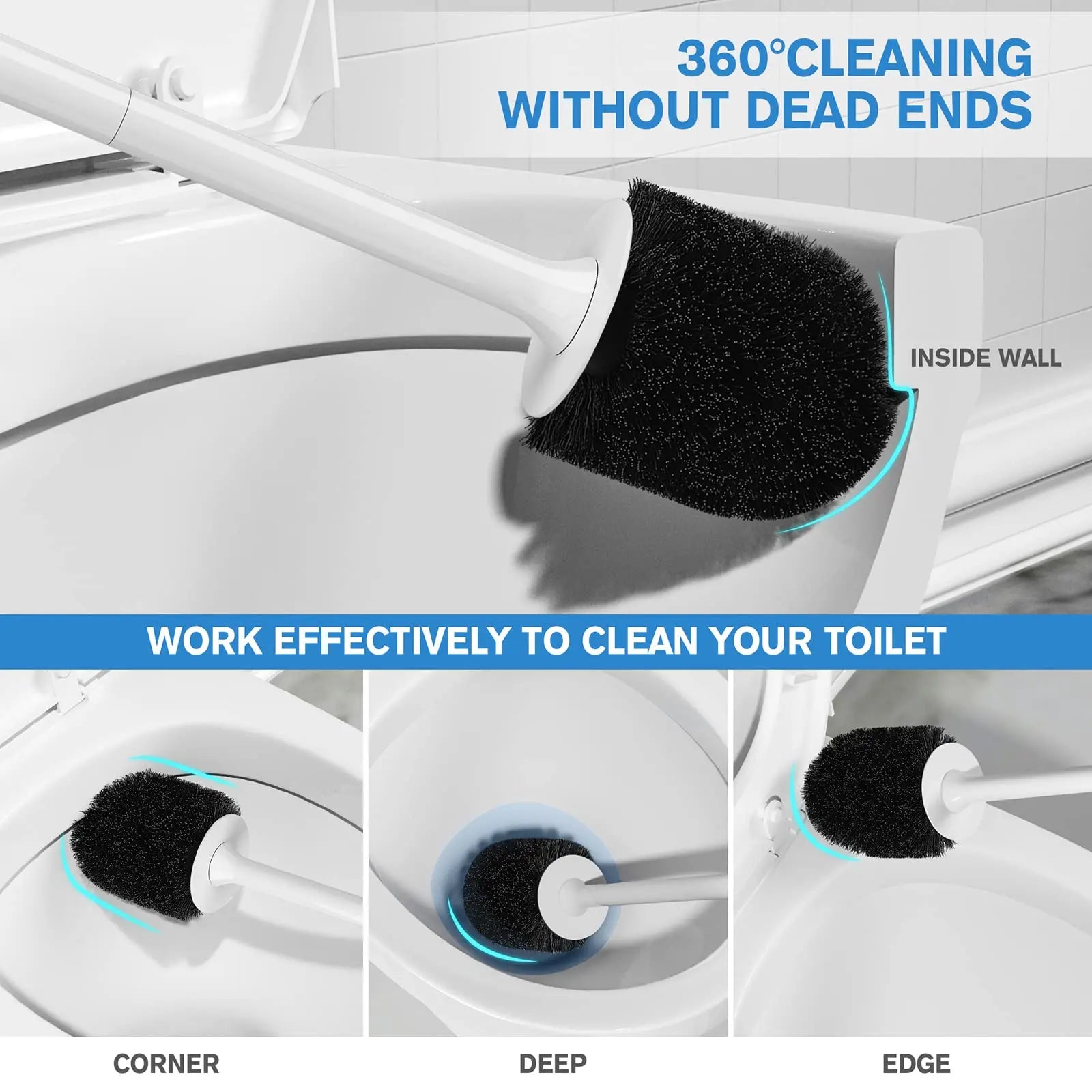 Luxury Silicone Toilet Brush with Ventilated Holder – Quick Dry Bathroom Cleaning Set