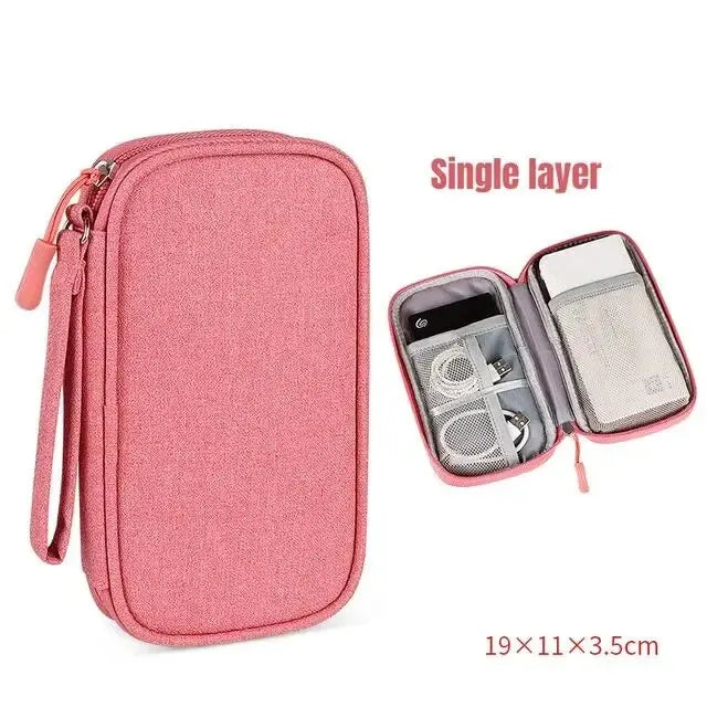 Travel Cable Organizer Bag – Waterproof Double Layer Electronics Storage Case