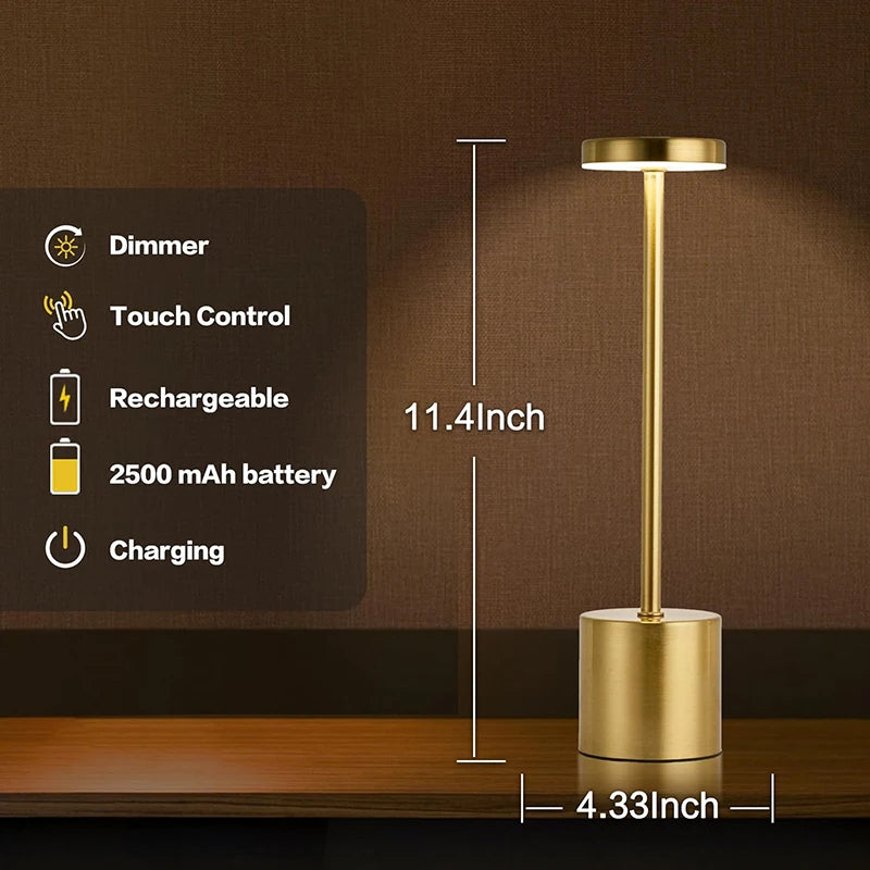 Rechargeable LED Touch Table Lamp – Portable Bedside Night Light