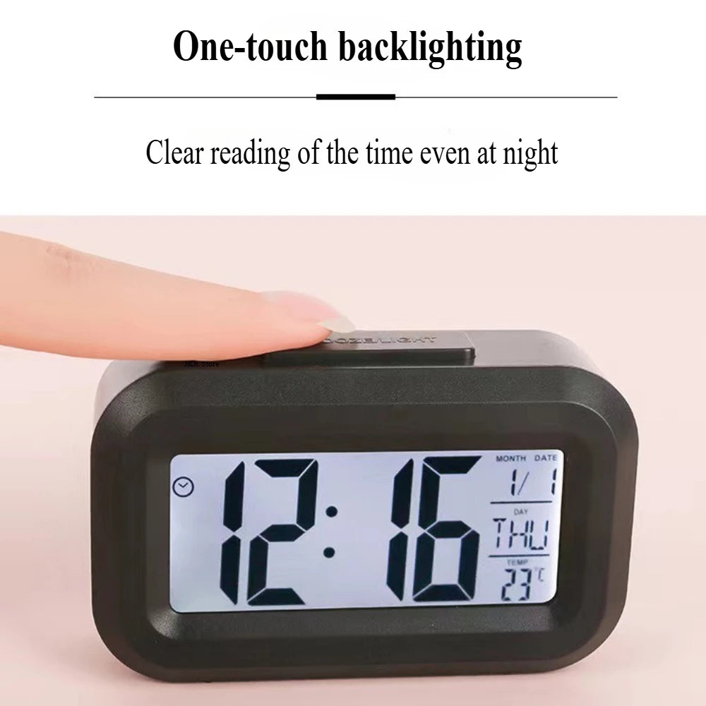 Digital LED Alarm Clock – Snooze, Calendar & Temperature Display