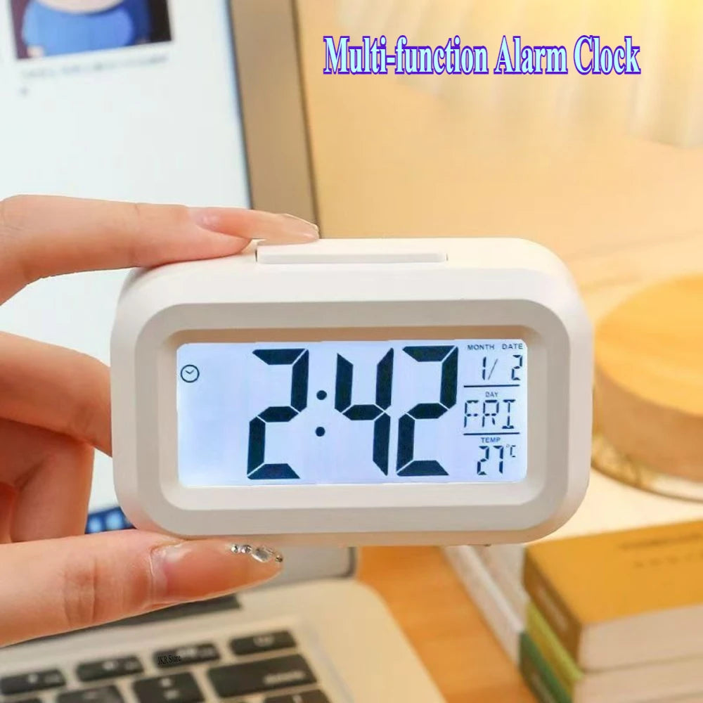 Digital LED Alarm Clock – Snooze, Calendar & Temperature Display