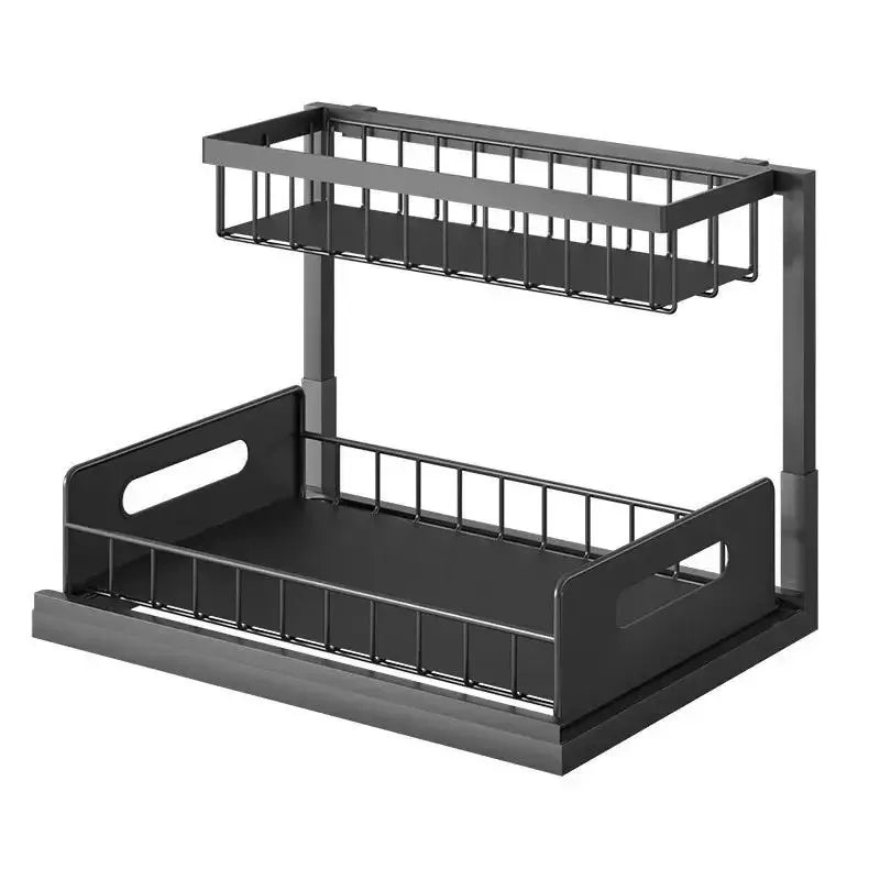 2-Tier Pull-Out Under Sink Organizer – Sliding Storage Shelf