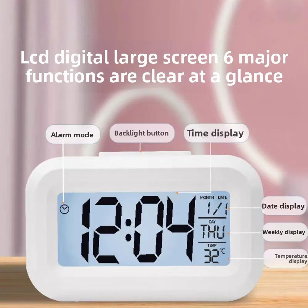 Digital LED Alarm Clock – Snooze, Calendar & Temperature Display