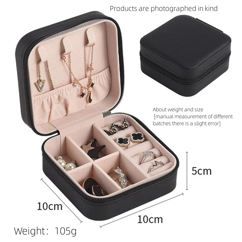 Travel Jewelry Box – Compact Leather Organizer for Rings, Earrings & Necklaces