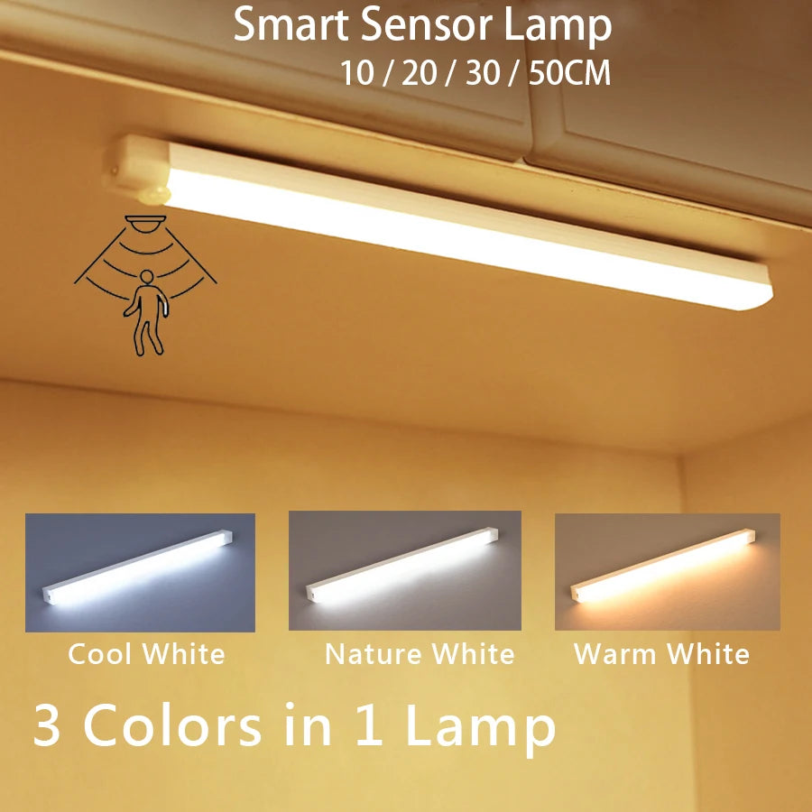 Wireless Motion Sensor LED Light Bar – USB Rechargeable Cabinet Light