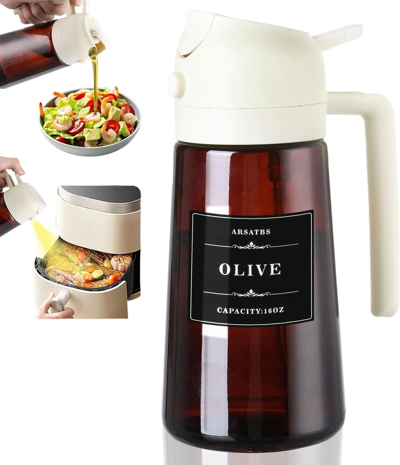 2-in-1 Glass Oil Sprayer & Dispenser – 470ml Kitchen Oil Bottle