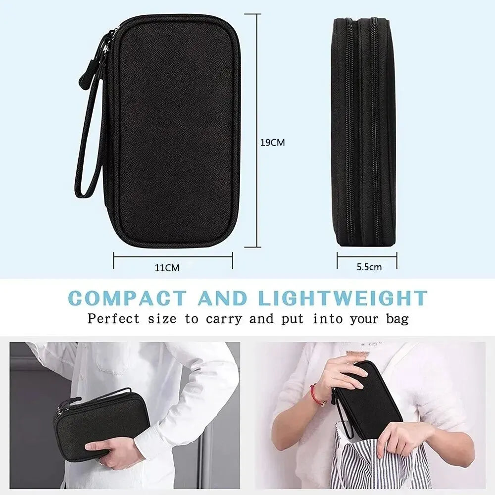 Travel Cable Organizer Bag – Waterproof Double Layer Electronics Storage Case