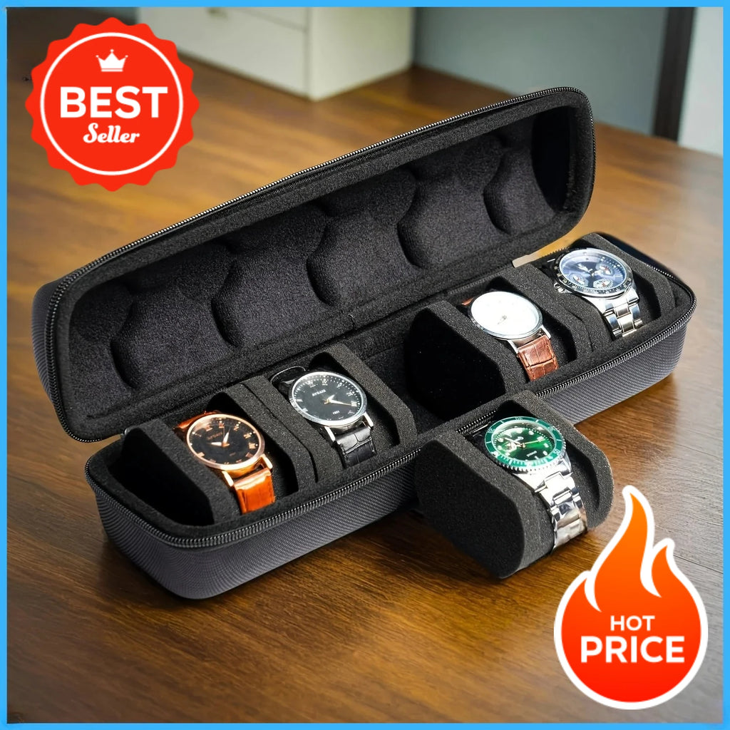 5-Slot Travel Watch Case – Hard Shell Watch Organizer