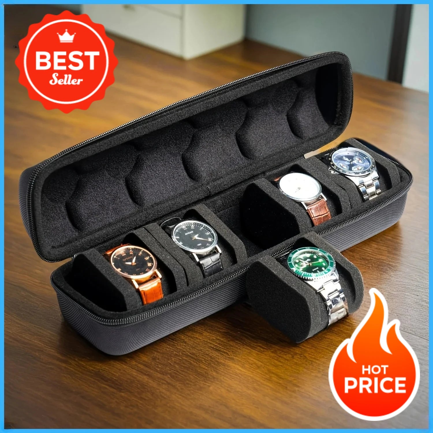 5-Slot Travel Watch Case – Hard Shell Watch Organizer