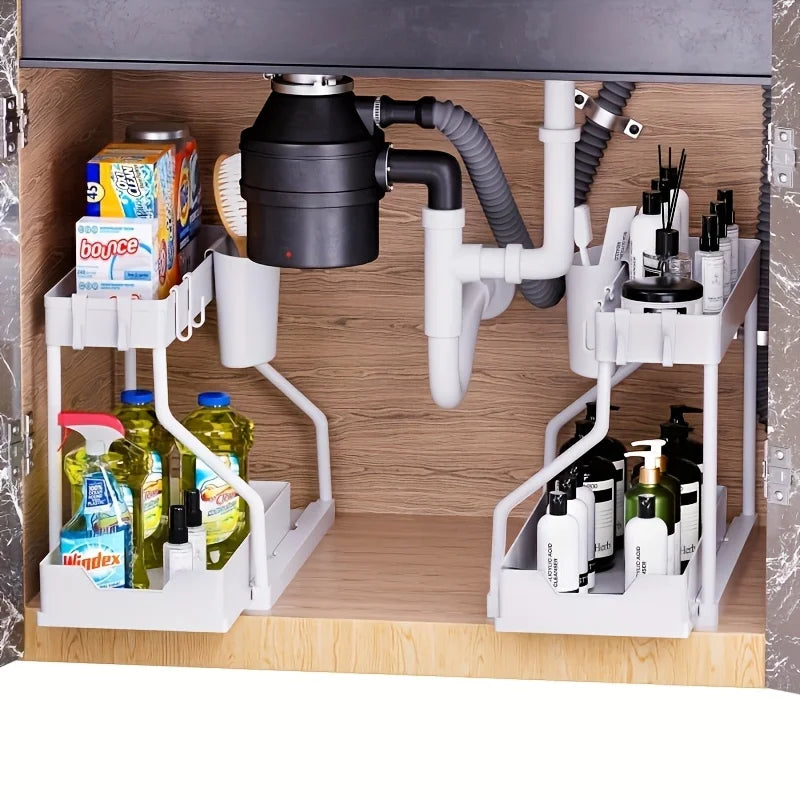 2-Tier Pull-Out Under Sink Organizer – Space Saving Storage Drawer