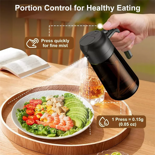 2-in-1 Glass Oil Sprayer & Dispenser – 470ml Kitchen Oil Bottle