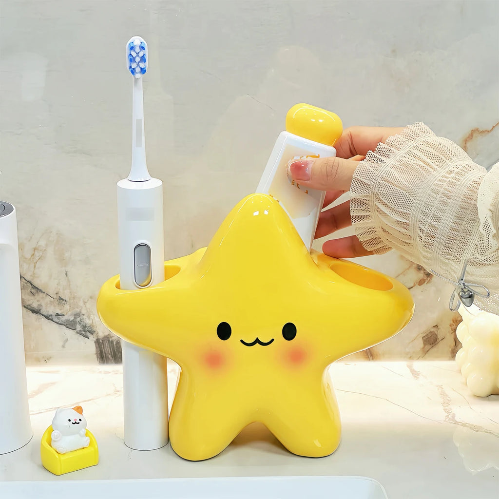 Cute Star Toothbrush Holder – Bathroom Organizer for Toothbrush & Toothpaste