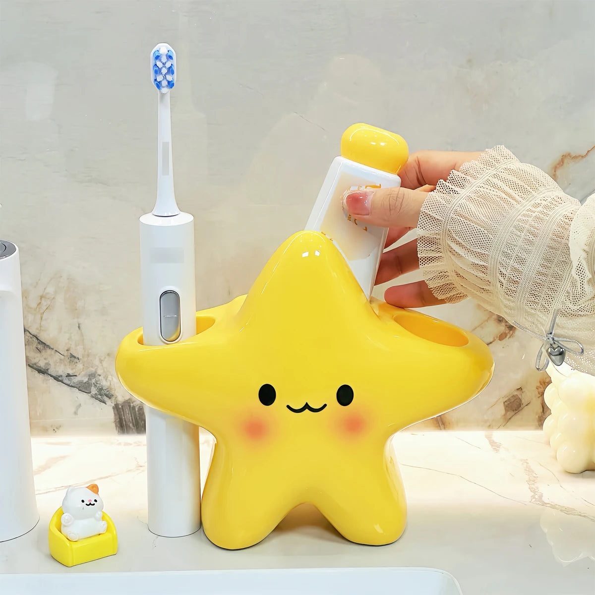 Cute Star Toothbrush Holder – Bathroom Organizer for Toothbrush & Toothpaste