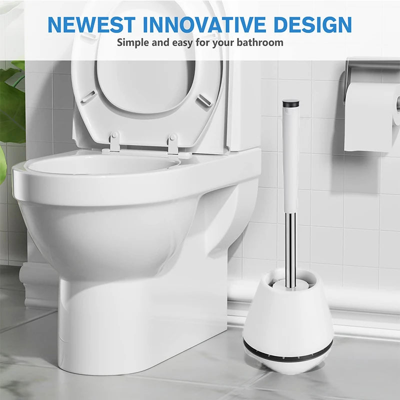 Luxury Silicone Toilet Brush with Ventilated Holder – Quick Dry Bathroom Cleaning Set