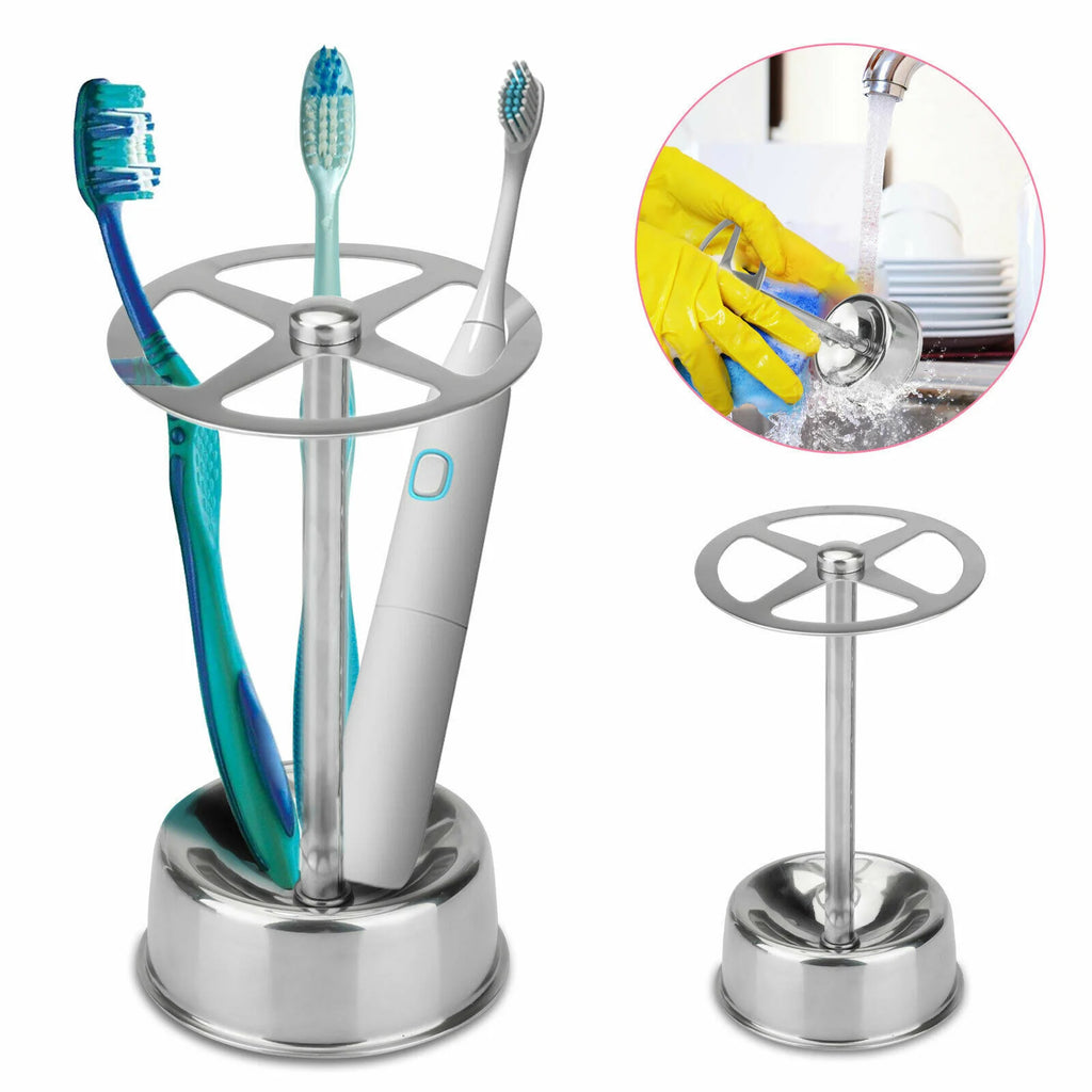 Stainless Steel Toothbrush Holder – 6 Slot Bathroom Organizer