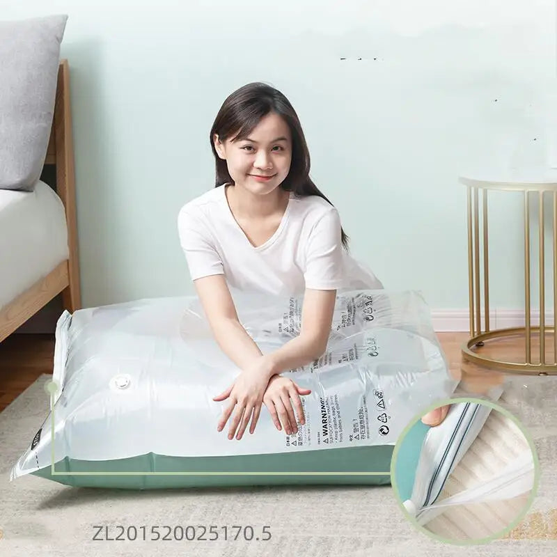 Vacuum Storage Bags – Space Saving Compression Bags for Clothes & Bedding (No Pump Needed)
