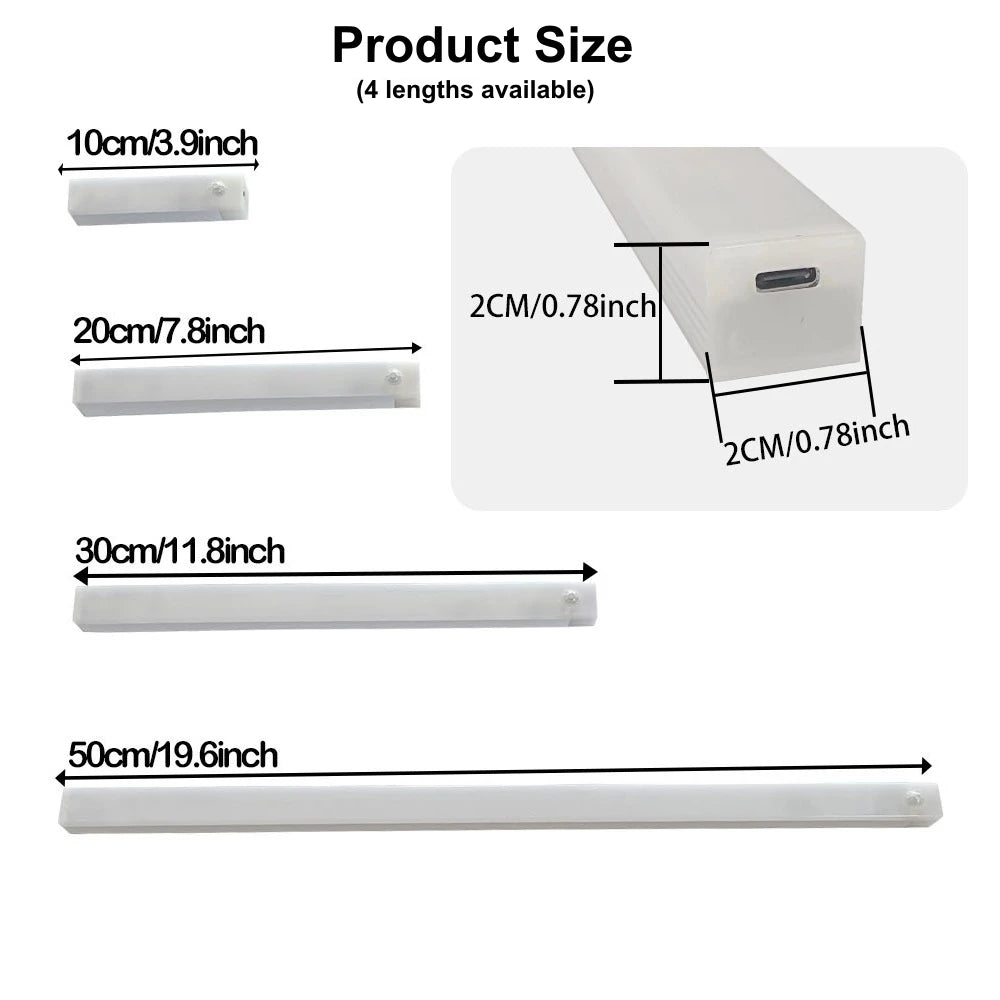 Wireless Motion Sensor LED Light Bar – USB Rechargeable Cabinet Light