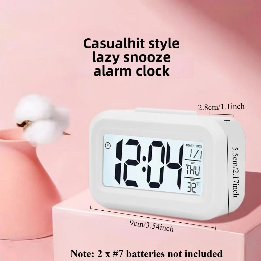 Digital LED Alarm Clock – Snooze, Calendar & Temperature Display