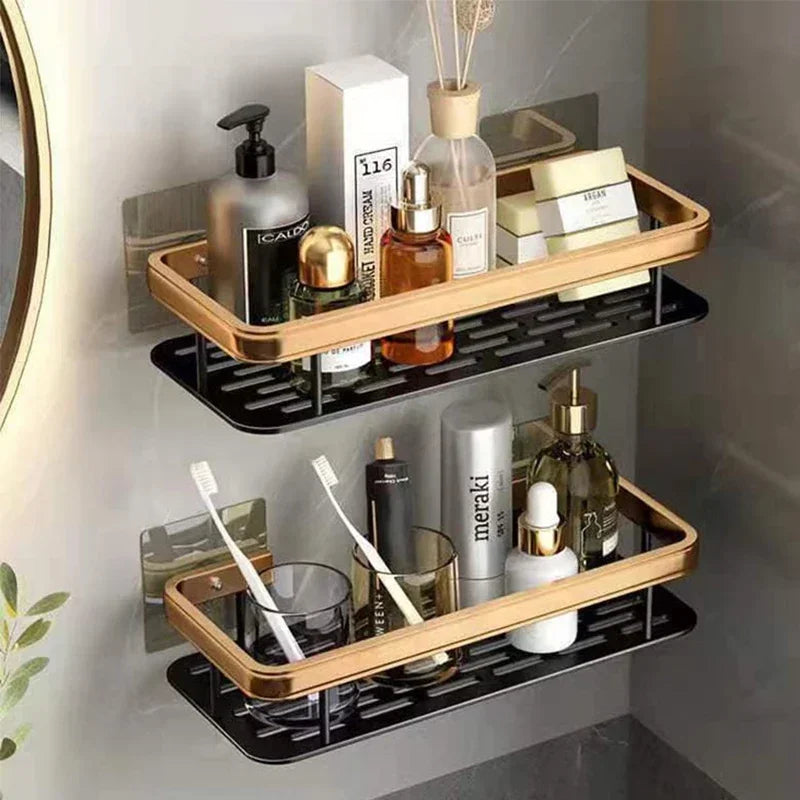 No-Drill Bathroom Corner Shelf – Aluminum Shower Storage Organizer