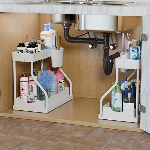 2-Tier Pull-Out Under Sink Organizer – Space Saving Storage Drawer